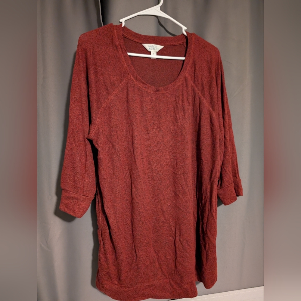 Market and Spruce 3/4 Sleeve Sweater Burnt Red 2x